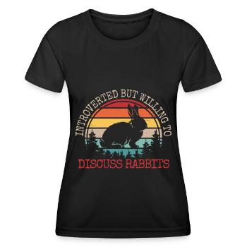 Introverted But Willing To Discuss Rabbits - Frauen Funktions-T-Shirt - Schwarz - Vorne - AI Model Female 172 light (172cm)