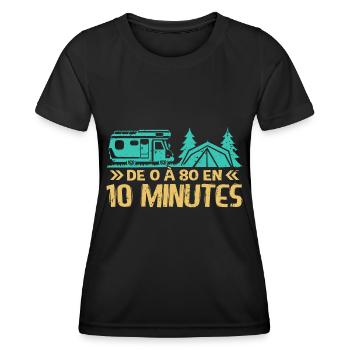 Camping Car Humour Camping Camper - T-shirt sport Femme - noir - Devant - AI Model Female 172 light (172cm)
