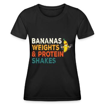Fitness Banana Workout Routine Training Gym - Women's Functional T-Shirt - black - Front - AI Model Female 172 light (172cm)