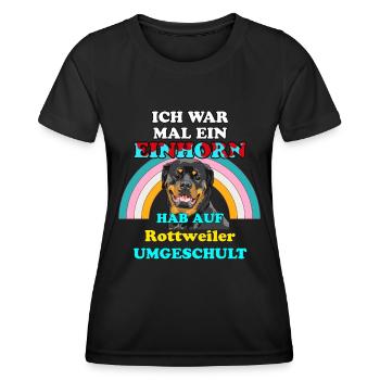Rottweiler Hund war Einhorn Hundefreunde Hunde - Frauen Funktions-T-Shirt - Schwarz - Vorne - AI Model Female 172 light (172cm)