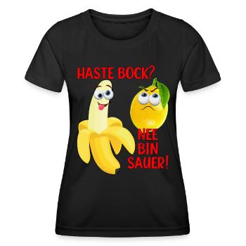 Vegane Banane und Zitrone Witzig Zitrone ist Sauer - Frauen Funktions-T-Shirt - Schwarz - Vorne - AI Model Female 172 light (172cm)