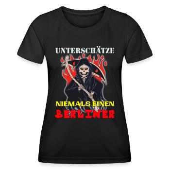 Berlin unterschätze keinen Berliner Skull - Frauen Funktions-T-Shirt - Schwarz - Vorne - AI Model Female 172 light (172cm)
