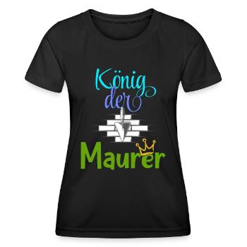 König der Maurer Baustelle Handwerker Mauer - Frauen Funktions-T-Shirt - Schwarz - Vorne - AI Model Female 172 light (172cm)