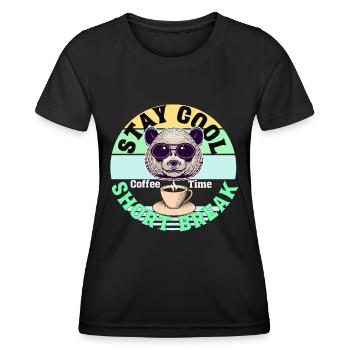 Kaffee Panda Coffee Break Time Kaffee Pause - Women's Functional T-Shirt - black - Front - AI Model Female 172 light (172cm)