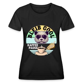 Kaffee Panda Coffee Break Time Kaffee Pause - Frauen Funktions-T-Shirt - Schwarz - Vorne - AI Model Female 172 light (172cm)