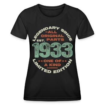 Legendary since 1933 - 90 years - Women's Functional T-Shirt - black - Front - AI Model Female 172 light (172cm)