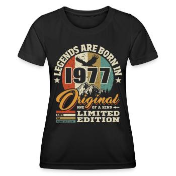 Original limitierte Auflage 1977 - Frauen Funktions-T-Shirt - Schwarz - Vorne - AI Model Female 172 light (172cm)