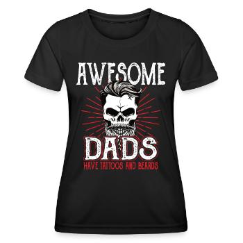 Awesome Dads have Tattoos Beards Vater Tattoo Bart - Frauen Funktions-T-Shirt - Schwarz - Vorne - AI Model Female 172 light (172cm)