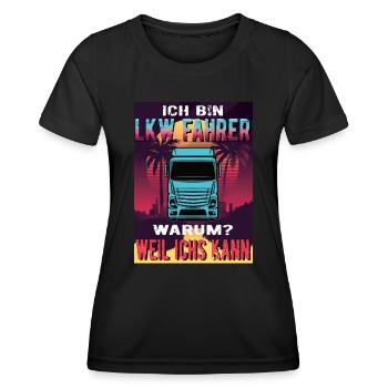 LKW Fahrer Sunset Eurotruck - Frauen Funktions-T-Shirt - Schwarz - Vorne - AI Model Female 172 light (172cm)