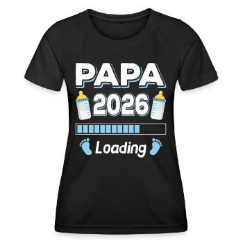 Papa 2026 Chargement Maman Papa Parents Fils Fille - T-shirt sport Femme - noir - Devant - AI Model Female 172 light (172cm)