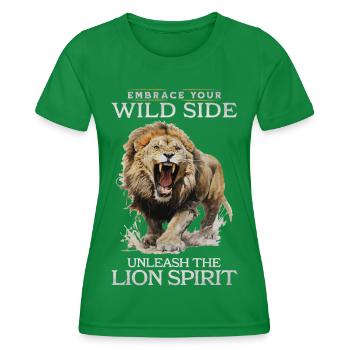 lion, lion head, strong, wild, pride, brave, royal, - Women's Functional T-Shirt - kelly green - Front - AI Model Female 172 dark (172cm)