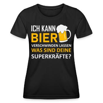 Ich kann Bier verschwinden lassen Bier Sprüche - Frauen Funktions-T-Shirt - Schwarz - Vorne - AI Model Female 172 light (172cm)