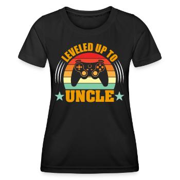 Leveled Up to Uncle est 2024 funny Uncles Quotes - Frauen Funktions-T-Shirt - Schwarz - Vorne - AI Model Female 172 light (172cm)