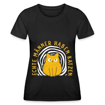 Katze Mietzekatze Hauskatze - Frauen Funktions-T-Shirt - Schwarz - Vorne - AI Model Female 172 light (172cm)