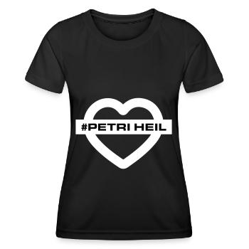 Petri Heil Herz Fischen - Frauen Funktions-T-Shirt - Schwarz - Vorne - AI Model Female 172 light (172cm)