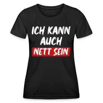 Ich kann auch Nett sein lustige Sprüche über Nett - Frauen Funktions-T-Shirt - Schwarz - Vorne - AI Model Female 172 light (172cm)