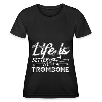 Trombone - T-shirt sport Femme - noir - Devant - AI Model Female 172 light (172cm)