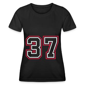 37 Numéro de numéro - T-shirt sport Femme - noir - Devant - AI Model Female 172 light (172cm)