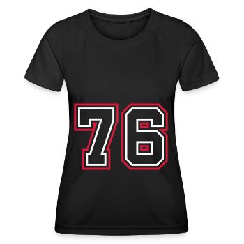 76 Number number - Women's Functional T-Shirt - black - Front - AI Model Female 172 light (172cm)