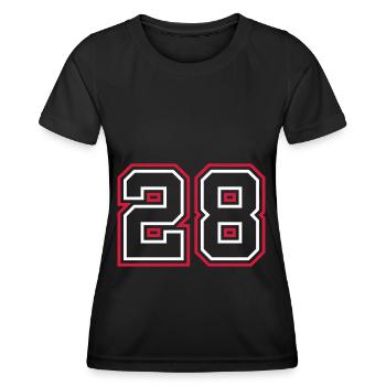 28 Numéro de numéro - T-shirt sport Femme - noir - Devant - AI Model Female 172 light (172cm)