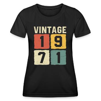 Vintage 1971 Born 1971 - Women's Functional T-Shirt - black - Front - AI Model Female 172 light (172cm)