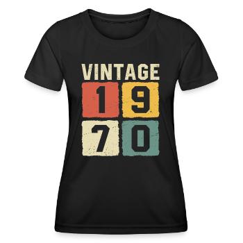 Millésime 1970 Né en 1970 - T-shirt sport Femme - noir - Devant - AI Model Female 172 light (172cm)