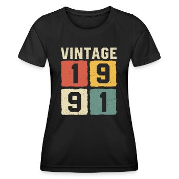 Millésime 1991 Né en 1991 - T-shirt sport Femme - noir - Devant - AI Model Female 172 light (172cm)
