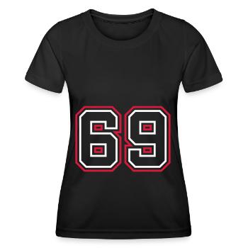 69 Numéro de numéro - T-shirt sport Femme - noir - Devant - AI Model Female 172 light (172cm)