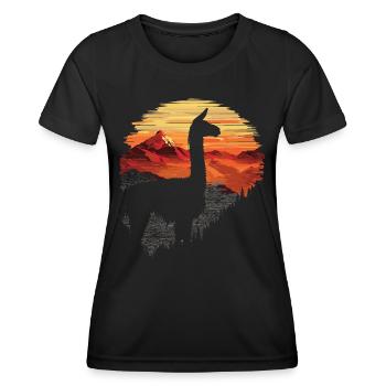Alpaga Lama Andes Amérique du Sud - T-shirt sport Femme - noir - Devant - AI Model Female 172 light (172cm)