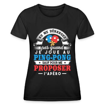Joueur de ping-pong humour - T-shirt sport Femme - noir - Devant - AI Model Female 172 light (172cm)