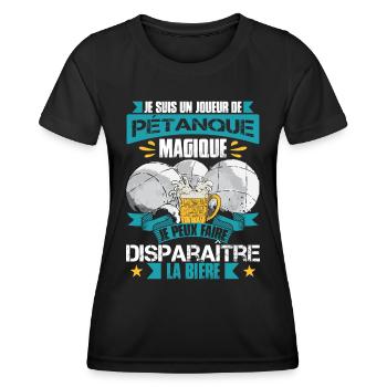 Pétanqueur Humour Boccia Bouliste - T-shirt sport Femme - noir - Devant - AI Model Female 172 light (172cm)