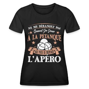 Pétanque Accessoire Boccia Cadeau - T-shirt sport Femme - noir - Devant - AI Model Female 172 light (172cm)