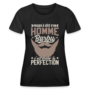Barbe | Hommes | Papa | Papy - T-shirt sport Femme - noir - Devant - AI Model Female 172 light (172cm)