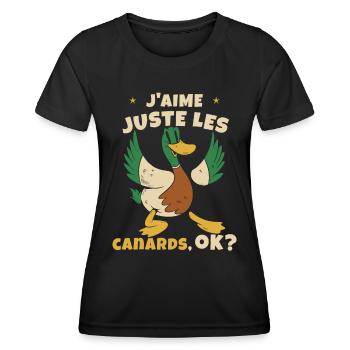 J'aime Juste Les Canards - T-shirt sport Femme - noir - Devant - AI Model Female 172 light (172cm)