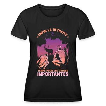 Retraite Chasseur - T-shirt sport Femme - noir - Devant - AI Model Female 172 light (172cm)