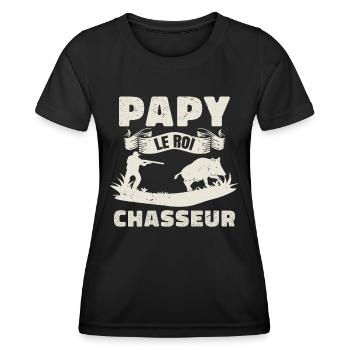 Papy Le Roi Chasseur - T-shirt sport Femme - noir - Devant - AI Model Female 172 light (172cm)