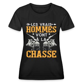 Chasse Homme Chasseur Sanglier - T-shirt sport Femme - noir - Devant - AI Model Female 172 light (172cm)