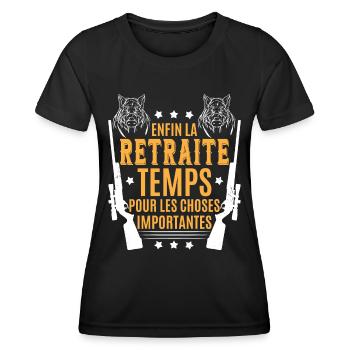 Retraite Chasseur Chasse - T-shirt sport Femme - noir - Devant - AI Model Female 172 light (172cm)