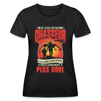 Je Suis Un Papa Chasseur - T-shirt sport Femme - noir - Devant - AI Model Female 172 light (172cm)