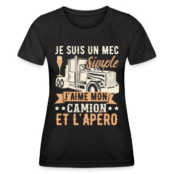 Camionneur | Routier | Poids Lourd | Camion - T-shirt sport Femme - noir - Devant - AI Model Female 172 light (172cm)