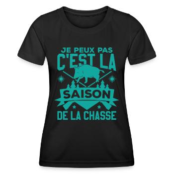 C'est La Saison De La Chasse - T-shirt sport Femme - noir - Devant - AI Model Female 172 light (172cm)