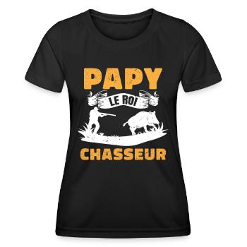 Papy Le Roi Chasseur - T-shirt sport Femme - noir - Devant - AI Model Female 172 light (172cm)