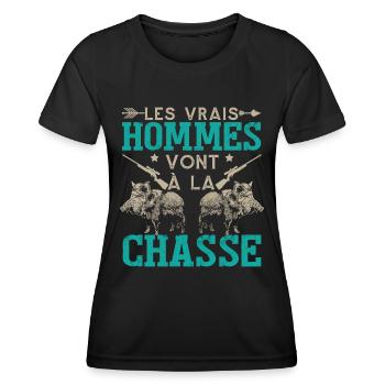 Chasse Chasseur Humour - T-shirt sport Femme - noir - Devant - AI Model Female 172 light (172cm)