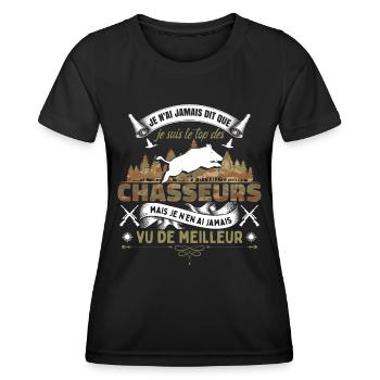 Chasseur Cadeau Chasse Humour Homme Chasseur - T-shirt sport Femme - noir - Devant - AI Model Female 172 light (172cm)