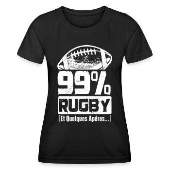 Rugby and some aperitifs - Women's Functional T-Shirt - black - Front - AI Model Female 172 light (172cm)
