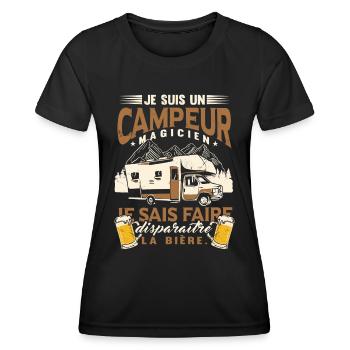Campeur Bière Humour - T-shirt sport Femme - noir - Devant - AI Model Female 172 light (172cm)
