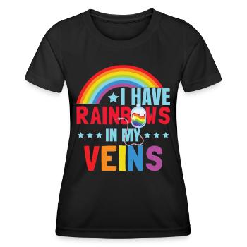 Ich habe Regenbögen in meinen Adern - Frauen Funktions-T-Shirt - Schwarz - Vorne - AI Model Female 172 light (172cm)