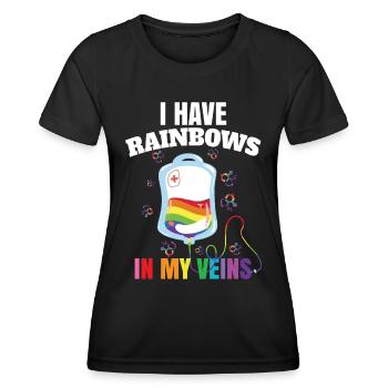 Lustige LGBTQ Regenbogen Pride Schwule Lesbe - Frauen Funktions-T-Shirt - Schwarz - Vorne - AI Model Female 172 light (172cm)