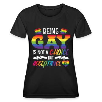 Gay Zitat LGBTQ Gay Pride Monat - Frauen Funktions-T-Shirt - Schwarz - Vorne - AI Model Female 172 light (172cm)