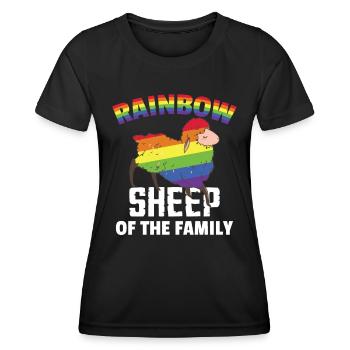 LGBT Regenbogenfarbe Schaf Pride Monat - Frauen Funktions-T-Shirt - Schwarz - Vorne - AI Model Female 172 light (172cm)